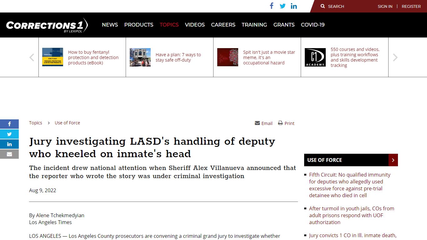 Jury investigating LASD's handling of deputy who kneeled on inmate's head